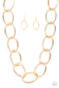 Paparazzi "The Challenger" Gold  Necklace & Earring Set Paparazzi Jewelry