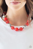 Paparazzi VINTAGE VAULT "Very Voluminous" Red Necklace & Earring Set Paparazzi Jewelry