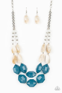 Paparazzi VINTAGE VAULT "Seacoast Sunset" Blue Necklace & Earring Set Paparazzi Jewelry