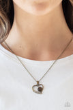 Paparazzi VINTAGE VAULT "Heart Full of Love" Brass Necklace & Earring Set Paparazzi Jewelry