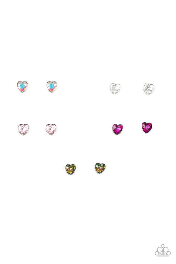 Girl's Starlet Shimmer 265XX Multi-Color Heart Rhinestone Set of 5 Earrings Paparazzi Jewelry