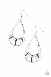 Paparazzi VINTAGE VAULT "Line Crossing Sparkle" Red Earrings Paparazzi Jewelry