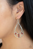 Paparazzi VINTAGE VAULT "Line Crossing Sparkle" Red Earrings Paparazzi Jewelry