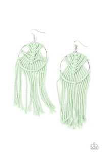 Paparazzi "MACRAME, Myself, and I" Green Earrings Paparazzi Jewelry