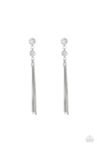 Paparazzi VINTAGE VAULT "Tassel Twinkle" White Post Earrings Paparazzi Jewelry