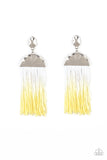 Paparazzi "Rope Them In" HOT SELLOUT Yellow Fringe Hombre Tassel Silver Earrings Paparazzi Jewelry