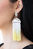 Paparazzi "Rope Them In" HOT SELLOUT Yellow Fringe Hombre Tassel Silver Earrings Paparazzi Jewelry