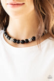 Paparazzi "Rich Girl Refinement" Black Bead White Rhinestone Necklace & Earring Set Paparazzi Jewelry
