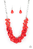 Paparazzi "Colorfully Clustered" Red Necklace & Earring Set Paparazzi Jewelry