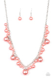 Paparazzi "Uptown Pearls" Orange Necklace & Earring Set Paparazzi Jewelry
