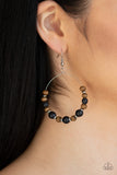 Paparazzi "Forestry Fashion" Black Stone Wooden Bead Silver Hoop Earrings Paparazzi Jewelry