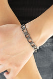 Paparazzi "LINK Tank" Black Gunmetal Chain Link Cuff Bracelet Paparazzi Jewelry