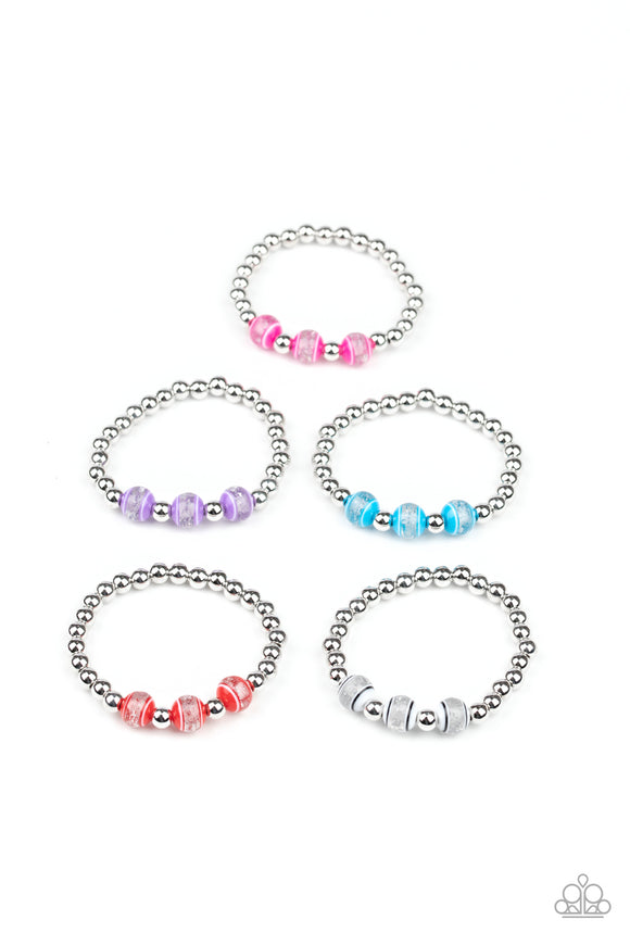 Girl's Starlet Shimmer Multi Color and Silver Bead 5 for $5 191XX Bracelets Paparazzi Jewelry