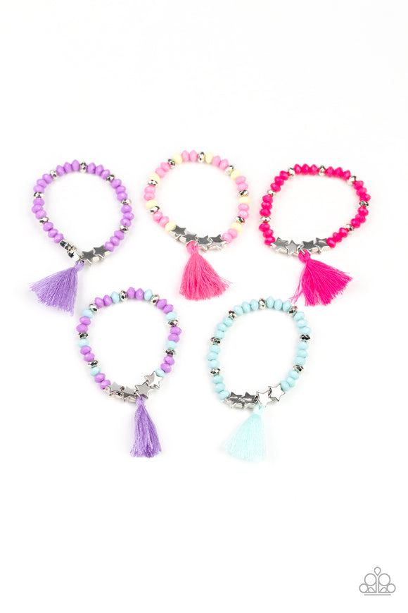 Girl's Starlet Shimmer 208XX Multi Color and Silver Star Tassel Set of 5 Bracelets Paparazzi Jewelry
