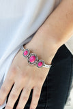 Paparazzi "Stone Sage" Pink Stone Ornate Silver Frame Cuff Bracelet Paparazzi Jewelry