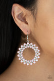 Paparazzi "Pearly Poise" Pink Pearl White Gem Encrusted Silver Hoop Earrings Paparazzi Jewelry