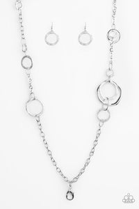 Paparazzi "Amped up in Metallics" Silver Lanyard Necklace & Earring Set Paparazzi Jewelry