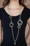Paparazzi "Amped up in Metallics" Silver Lanyard Necklace & Earring Set Paparazzi Jewelry
