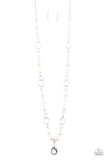 Paparazzi "Prized Pearls" White Lanyard Necklace & Earring Set Paparazzi Jewelry