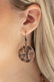 Paparazzi "Barely Scratched The Surface" Copper Scratched Warp Disc Necklace & Earring Set Paparazzi Jewelry