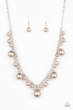 Paparazzi "Uptown Pearls" Brown Necklace & Earring Set Paparazzi Jewelry