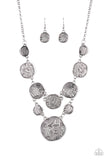 Paparazzi "Metallic Patchwork" Silver Necklace & Earring Set Paparazzi Jewelry