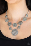 Paparazzi "Metallic Patchwork" Silver Necklace & Earring Set Paparazzi Jewelry