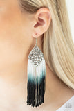 Paparazzi "Dip In" Black and White HOT SELLOUT Thread Flare Silver Accent Earrings Paparazzi Jewelry