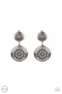 Paparazzi "Magnificent Medallions" Silver Studded Clip On Earrings Paparazzi Jewelry