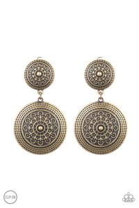 Paparazzi "Magnificent Medallions" Brass Studded Clip On Earrings Paparazzi Jewelry