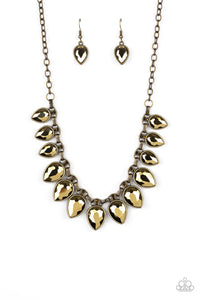 Paparazzi "FEARLESS Is More" Brass Necklace & Earring Set Paparazzi Jewelry