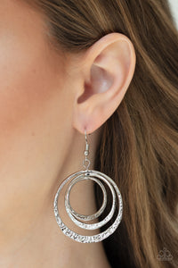 Paparazzi VINTAGE VAULT "Metallic Ruffle" Silver Earrings Paparazzi Jewelry