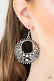 Paparazzi "Boho Bliss" White Beads Silver Hoop Earrings Paparazzi Jewelry