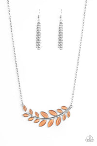 Paparazzi "Frosted Foliage" Orange Necklace & Earring Set Paparazzi Jewelry