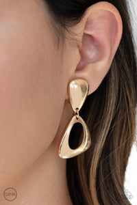 Paparazzi "Going for BROKER" Gold Clip On Earrings Paparazzi Jewelry
