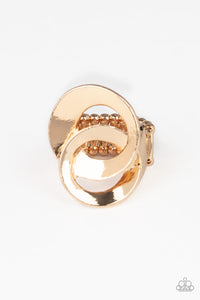 Paparazzi "Pro Top Spin" Gold Beveled Design Ring Paparazzi Jewelry