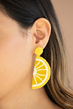 Paparazzi "When Life Gives You Lemons" Yellow Hot Sellout White Bead Lemon Slice Design Earrings Paparazzi Jewelry