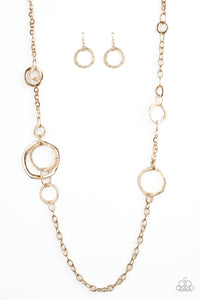 Paparazzi "Amped up in Metallics" Gold Necklace & Earring Set Paparazzi Jewelry