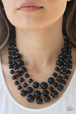 Paparazzi “Everyone Scatter” Black Bead Silver Necklace & Earring Set Paparazzi Jewelry