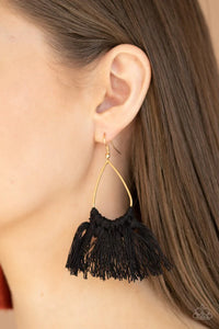 Paparazzi VINTAGE VAULT "Tassel Treat" Black Earrings Paparazzi Jewelry