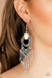 Paparazzi VINTAGE VAULT "Southern Spearhead" White Earrings Paparazzi Jewelry