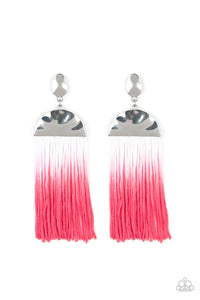 Paparazzi "Rope Them In" Pink Fringe Hombre Tassel Silver Earrings Paparazzi Jewelry