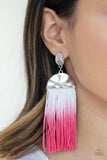 Paparazzi "Rope Them In" Pink Fringe Hombre Tassel Silver Earrings Paparazzi Jewelry