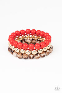 Paparazzi "Courageously Couture" Red Bracelet Paparazzi Jewelry