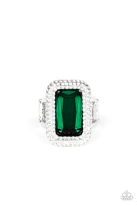 Paparazzi VINTAGE VAULT "A Grand STATEMENT-MAKER" Green Ring Paparazzi Jewelry