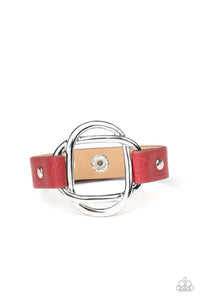 Paparazzi "Nautically Knotted" Red Leather Silver Swirling Bar Wrap Bracelet Paparazzi Jewelry