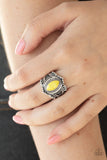 Paparazzi "Tangy Texture" Yellow Ring Paparazzi Jewelry