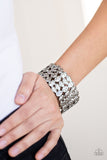 Paparazzi "Tectonic Texture" Black Gunmetal Hammered Oval Frame Bracelet Paparazzi Jewelry