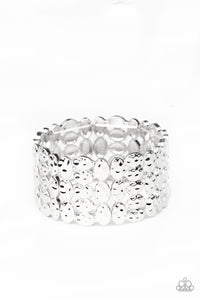 Paparazzi "Tectonic Texture" Silver Hammered Oval Frame Bracelet Paparazzi Jewelry