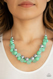 Paparazzi VINTAGE VAULT "Bubbly Brilliance" Green Necklace & Earring Set Paparazzi Jewelry